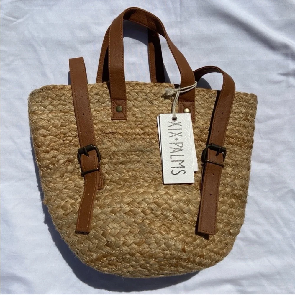 XIX PALMS Beach Insulated Cooler Picnic Shorebreak Woven Jute Backpack NEW